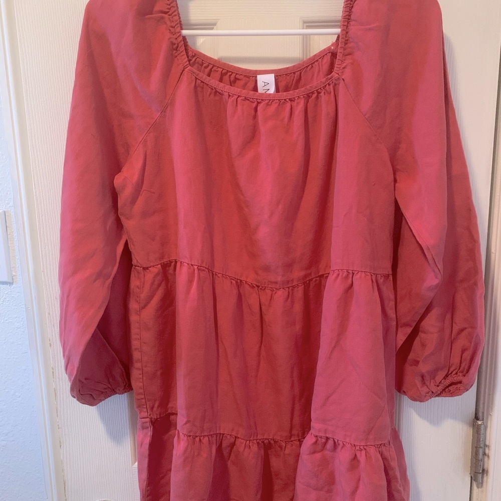 Amadi Square Neck Long Sleeve Tiered Dress